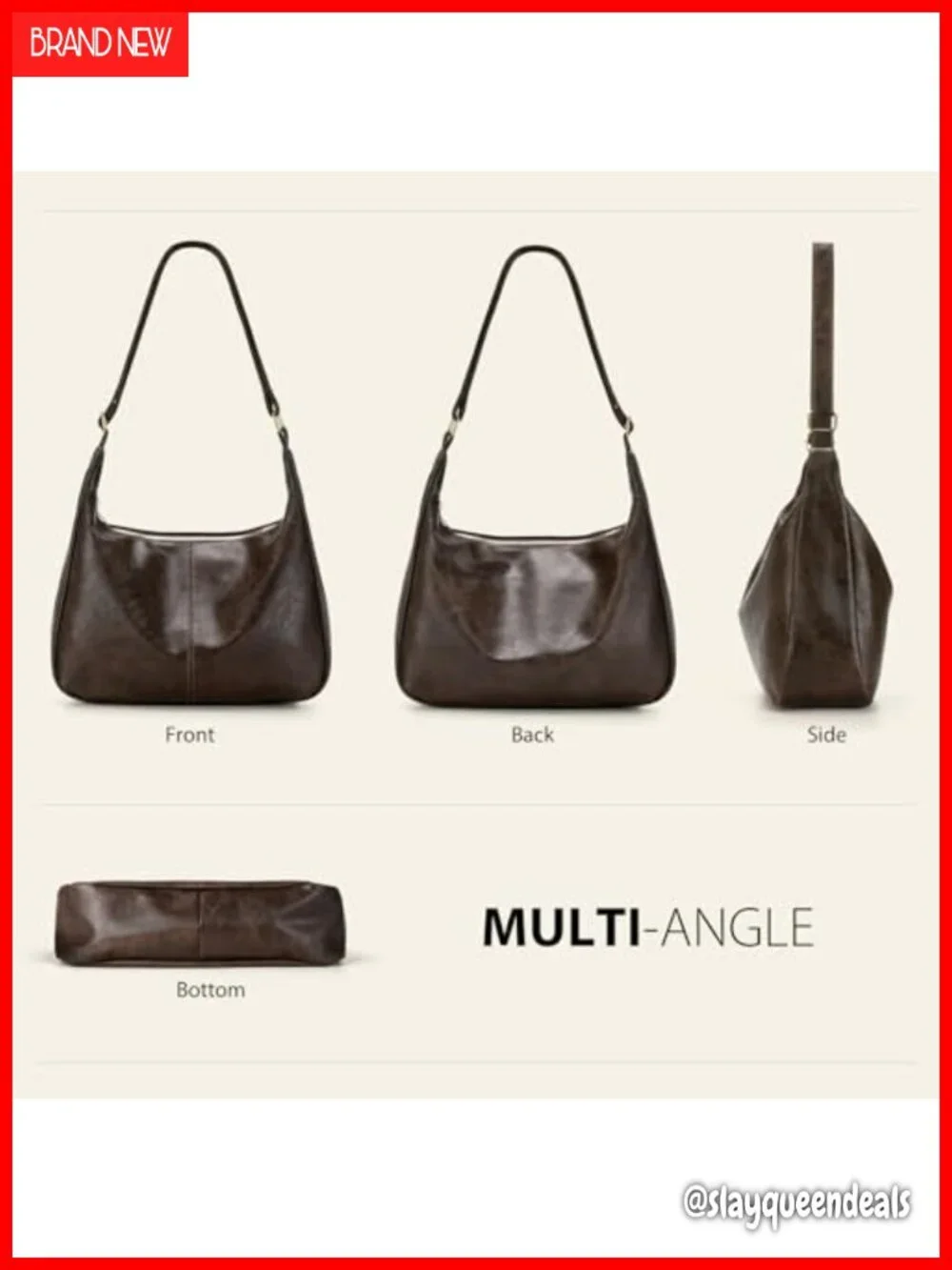 Soft PU Leather Hobo Bag with Adjustable Strap - Slouchy Shoulder Purse for